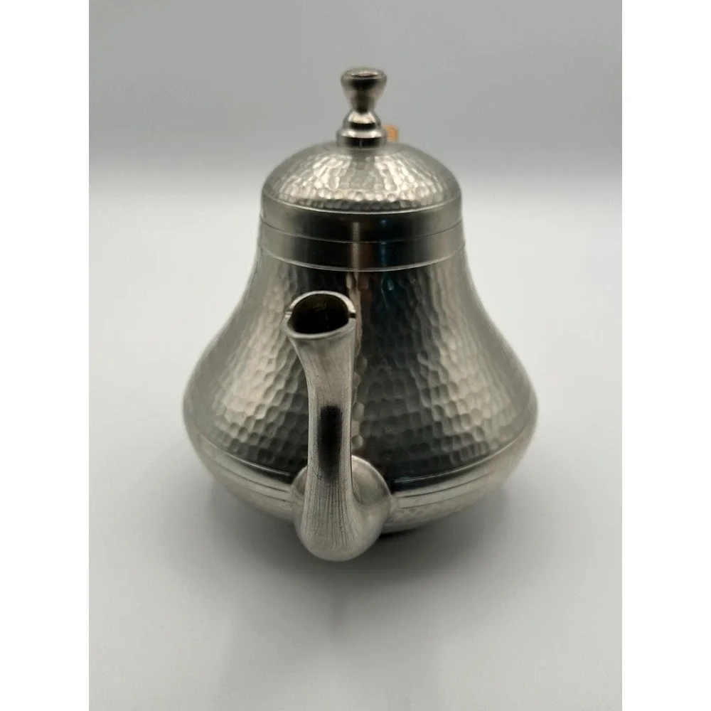 Vintage Hammered Pewter Teapot —  Mid‑Century Metal Teapot